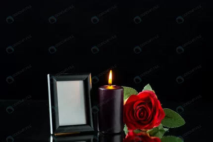 front view dark candle with red rose picture fram crc019a081c size8.82mb 5600x3737 - title:graphic home - اورچین فایل - format: - sku: - keywords: p_id:353984