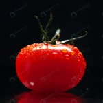 front view fresh red tomato black background colo crc7a1579d7 size6.57mb 5600x3733 - title:Home - اورچین فایل - format: - sku: - keywords:وکتور,موکاپ,افکت متنی,پروژه افترافکت p_id:63922