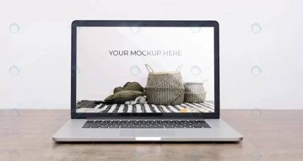 front view laptop mock up interior decoration crc82f1368d size134.92mb - title:graphic home - اورچین فایل - format: - sku: - keywords: p_id:353984