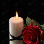 front view lighting candle with red flower black crcb223cdb6 size7.27mb 3737x5600 - title:Home - اورچین فایل - format: - sku: - keywords:وکتور,موکاپ,افکت متنی,پروژه افترافکت p_id:63922