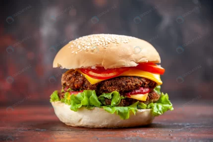 front view tasty meat burger with cheese salad da crc816552fc size7.08mb 5692x3795 - title:graphic home - اورچین فایل - format: - sku: - keywords: p_id:353984