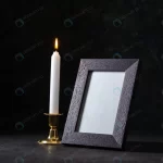 front view white candle with picture frame dark crccf3a19b3 size8.23mb 5600x3737 - title:Home - اورچین فایل - format: - sku: - keywords:وکتور,موکاپ,افکت متنی,پروژه افترافکت p_id:63922