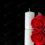 front view white candle with red rose black crc1bbe7f1a size6.47mb 5600x3737 - title:Home - اورچین فایل - format: - sku: - keywords:وکتور,موکاپ,افکت متنی,پروژه افترافکت p_id:63922