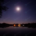 full moon shine bright night big lake small villa crccbacb36c size8.70mb 5761x3841 - title:Home - اورچین فایل - format: - sku: - keywords:وکتور,موکاپ,افکت متنی,پروژه افترافکت p_id:63922