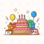 gifts box with birthday cake party illustration rnd268 frp6389024 - title:Home - اورچین فایل - format: - sku: - keywords:وکتور,موکاپ,افکت متنی,پروژه افترافکت p_id:63922