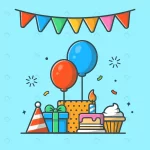 gifts box with birthday cake party illustration rnd473 frp6389028 - title:Home - اورچین فایل - format: - sku: - keywords:وکتور,موکاپ,افکت متنی,پروژه افترافکت p_id:63922