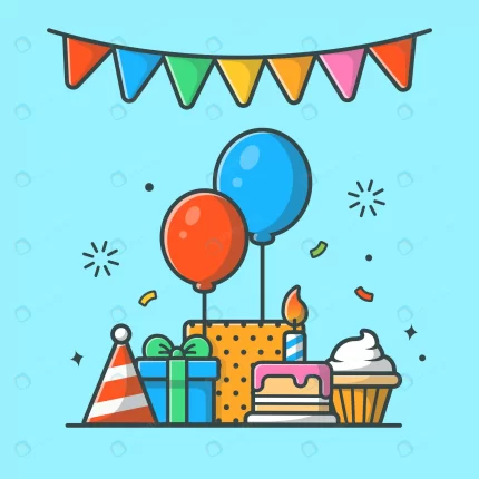 gifts box with birthday cake party illustration rnd473 frp6389028 - title:graphic home - اورچین فایل - format: - sku: - keywords: p_id:353984