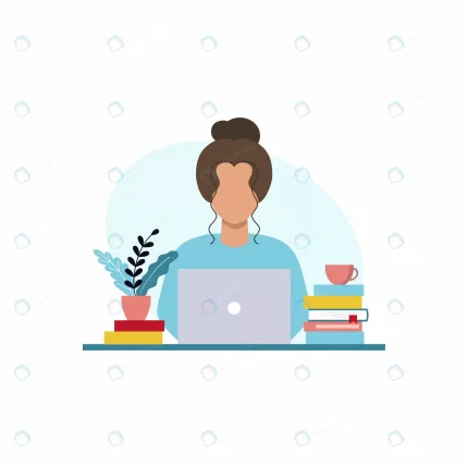 girl is sitting laptop studying online school con crcb7c234a8 size0.61mb - title:graphic home - اورچین فایل - format: - sku: - keywords: p_id:353984