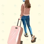 - girl mask her face with suitcase wheels travels b crcec6c6df1 size0.99mb - Home