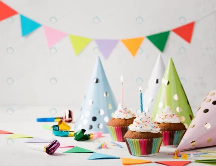 glazed muffins with candles party hats rnd834 frp6711375 - title:graphic home - اورچین فایل - format: - sku: - keywords: p_id:353984