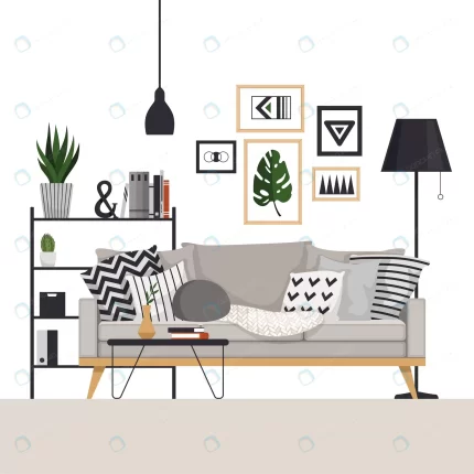 gray sofa with coffee table rack with floor lamp crcaca53960 size1.06mb - title:graphic home - اورچین فایل - format: - sku: - keywords: p_id:353984