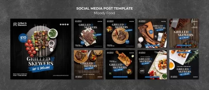 grilled skewers restaurant social media post template - title:graphic home - اورچین فایل - format: - sku: - keywords: p_id:353984