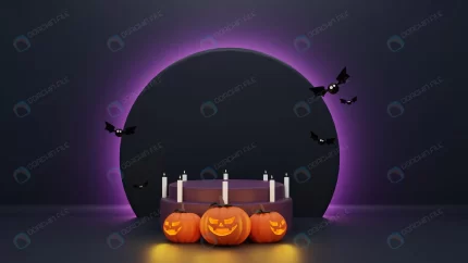 halloween background with realistic podium crc973046ed size2.76mb 4800x2700 - title:graphic home - اورچین فایل - format: - sku: - keywords: p_id:353984