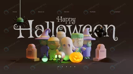 halloween web page template with 3d rendering ill crcf6f466f3 size46.14mb 1 - title:graphic home - اورچین فایل - format: - sku: - keywords: p_id:353984