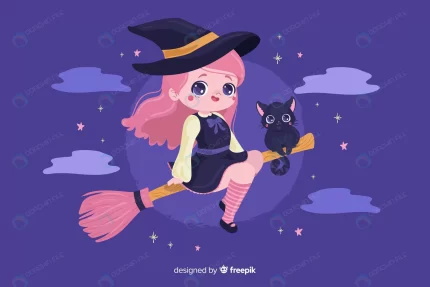 halloween witch with cute cat crcd4b0275e size1.01mb - title:graphic home - اورچین فایل - format: - sku: - keywords: p_id:353984