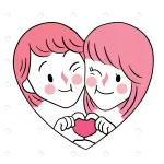 - hand draw cartoon cute valentine s day couple hea crc72aa9cb5 size1.16mb - Home