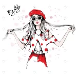 - hand drawn beautiful young woman sunglasses red b crcffda3e0f size3.48mb - Home
