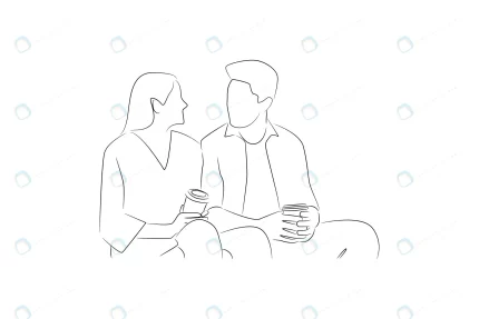 hand drawn couple holding coffee oneline continuo crc74eee2a7 size0.88mb - title:graphic home - اورچین فایل - format: - sku: - keywords: p_id:353984