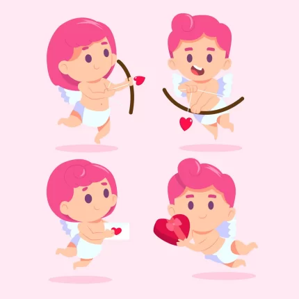 hand drawn cute cupid character collection - title:graphic home - اورچین فایل - format: - sku: - keywords: p_id:353984