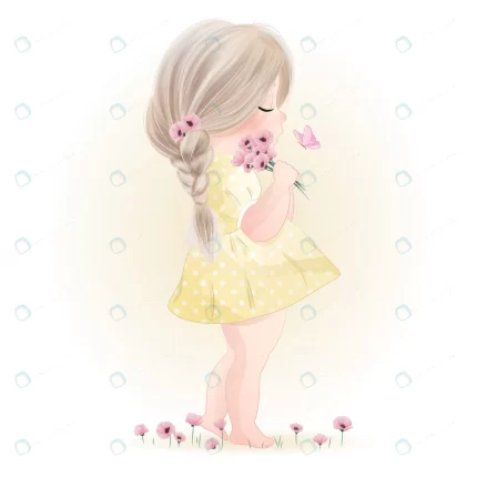 hand drawn cute little girl with watercolor illus crc16a8ce45 size10.30mb 1 - title:graphic home - اورچین فایل - format: - sku: - keywords: p_id:353984