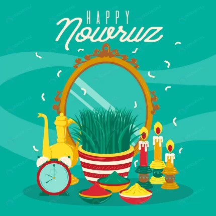 hand drawn happy nowruz illustration with mirror crc150ab480 size0.93mb - title:graphic home - اورچین فایل - format: - sku: - keywords: p_id:353984