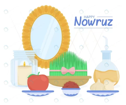 hand drawn happy nowruz illustration with mirror crc217f4782 size818.99kb 1 - title:graphic home - اورچین فایل - format: - sku: - keywords: p_id:353984