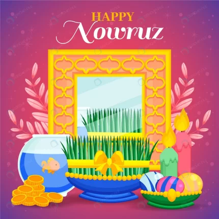 hand drawn happy nowruz illustration with mirror crcb092da6b size3.41mb - title:graphic home - اورچین فایل - format: - sku: - keywords: p_id:353984