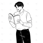- hand drawn illustration young man reads book crca2321aff size1.48mb - Home
