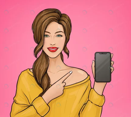 hand drawn woman pointing her smartphone illustra crc8572a605 size2.33mb 1 - title:graphic home - اورچین فایل - format: - sku: - keywords: p_id:353984