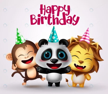happy birthday animal party characters vector des crc0868c737 size6.66mb - title:graphic home - اورچین فایل - format: - sku: - keywords: p_id:353984