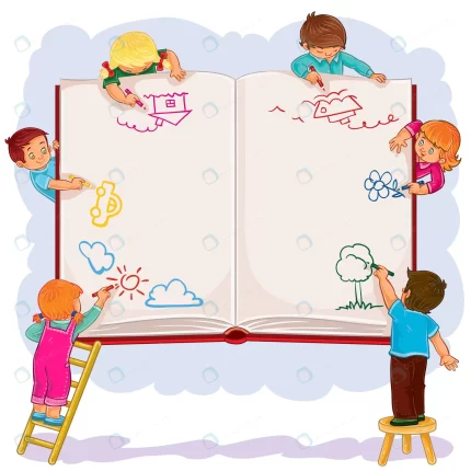 happy children together draw large sheet book crcc0a898c9 size3.65mb - title:graphic home - اورچین فایل - format: - sku: - keywords: p_id:353984