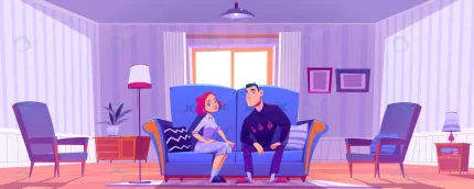 happy couple young man woman sit together couch l crc8906fdf9 size1.27mb - title:graphic home - اورچین فایل - format: - sku: - keywords: p_id:353984