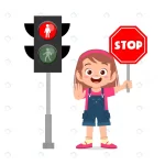 - happy cute kid girl with traffic sign 2 crcd10f7702 size1.12mb - Home