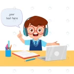- happy cute little kid home school with computer l crcf6a0dedf size1.40mb - Home