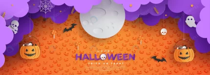 happy halloween trick treat banner paper cut styl crc1a08eb66 size12.94mb - title:graphic home - اورچین فایل - format: - sku: - keywords: p_id:353984
