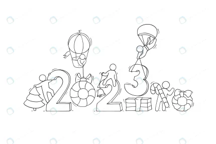 happy new year 2023 banner with doodle people rnd634 frp31524322 - title:graphic home - اورچین فایل - format: - sku: - keywords: p_id:353984