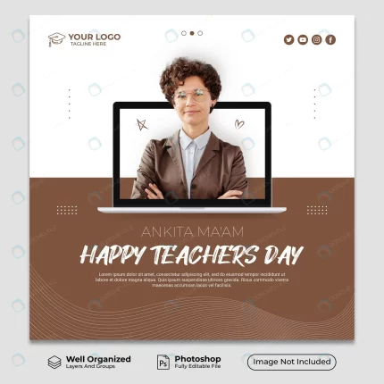 happy teachers day instagram post with laptop phot rnd486 frp31496271 - title:graphic home - اورچین فایل - format: - sku: - keywords: p_id:353984