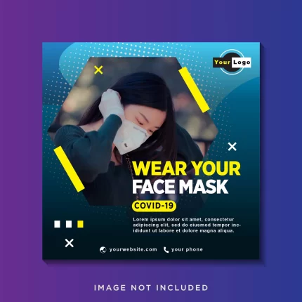 healthcare banner square flyer with virus prevention theme social media post template - title:graphic home - اورچین فایل - format: - sku: - keywords: p_id:353984