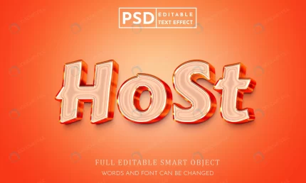 host 3d text style effect psd premium template rnd780 frp31553202 - title:graphic home - اورچین فایل - format: - sku: - keywords: p_id:353984