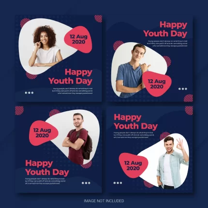 instagram post bundle international youth day 2 - title:graphic home - اورچین فایل - format: - sku: - keywords: p_id:353984