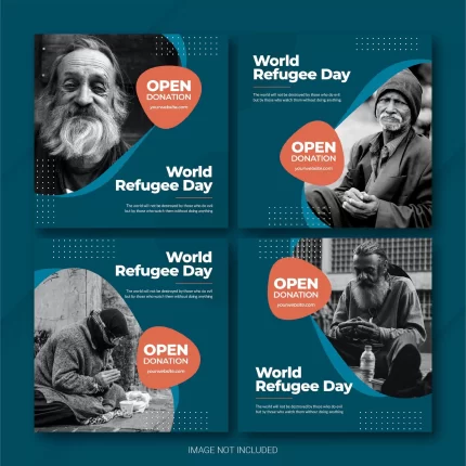 instagram post bundle world refugee day template - title:graphic home - اورچین فایل - format: - sku: - keywords: p_id:353984