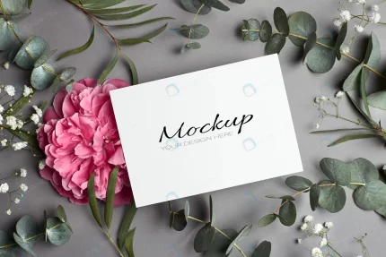 invitation greeting card mockup with peony flower crc81e63f79 size64.66mb - title:graphic home - اورچین فایل - format: - sku: - keywords: p_id:353984