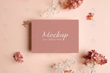 invitation greeting card mockup with pink gypsoph crcaba714f0 size50.94mb - title:graphic home - اورچین فایل - format: - sku: - keywords: p_id:353984