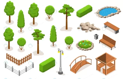 isometric park landscape elements icon set with t crccd9ccd42 size2.25mb - title:graphic home - اورچین فایل - format: - sku: - keywords: p_id:353984