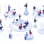 - isometric virtual office business people working crc2e39dd32 size2.35mb - Home