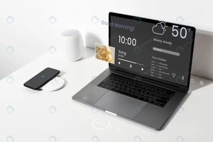 laptop screen mockup psd white table crc562934bf size101.01mb - title:graphic home - اورچین فایل - format: - sku: - keywords: p_id:353984