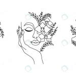- line art women faces with flowers continuous line crceec36c31 size1.75mb - Home
