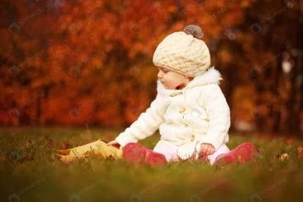 little baby girl sitting fallen leaves autumn par crc0729b870 size3.97mb 4483x2988 - title:graphic home - اورچین فایل - format: - sku: - keywords: p_id:353984