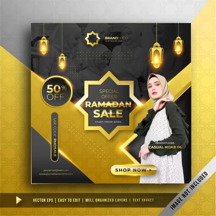 luxury gold ramadan sale square banner promotion template 1 - title:graphic home - اورچین فایل - format: - sku: - keywords: p_id:353984