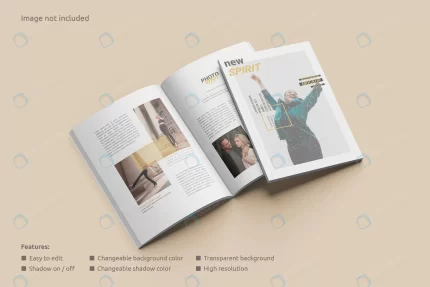magazine mockup open with cover perspective view rnd335 frp18380400 - title:graphic home - اورچین فایل - format: - sku: - keywords: p_id:353984